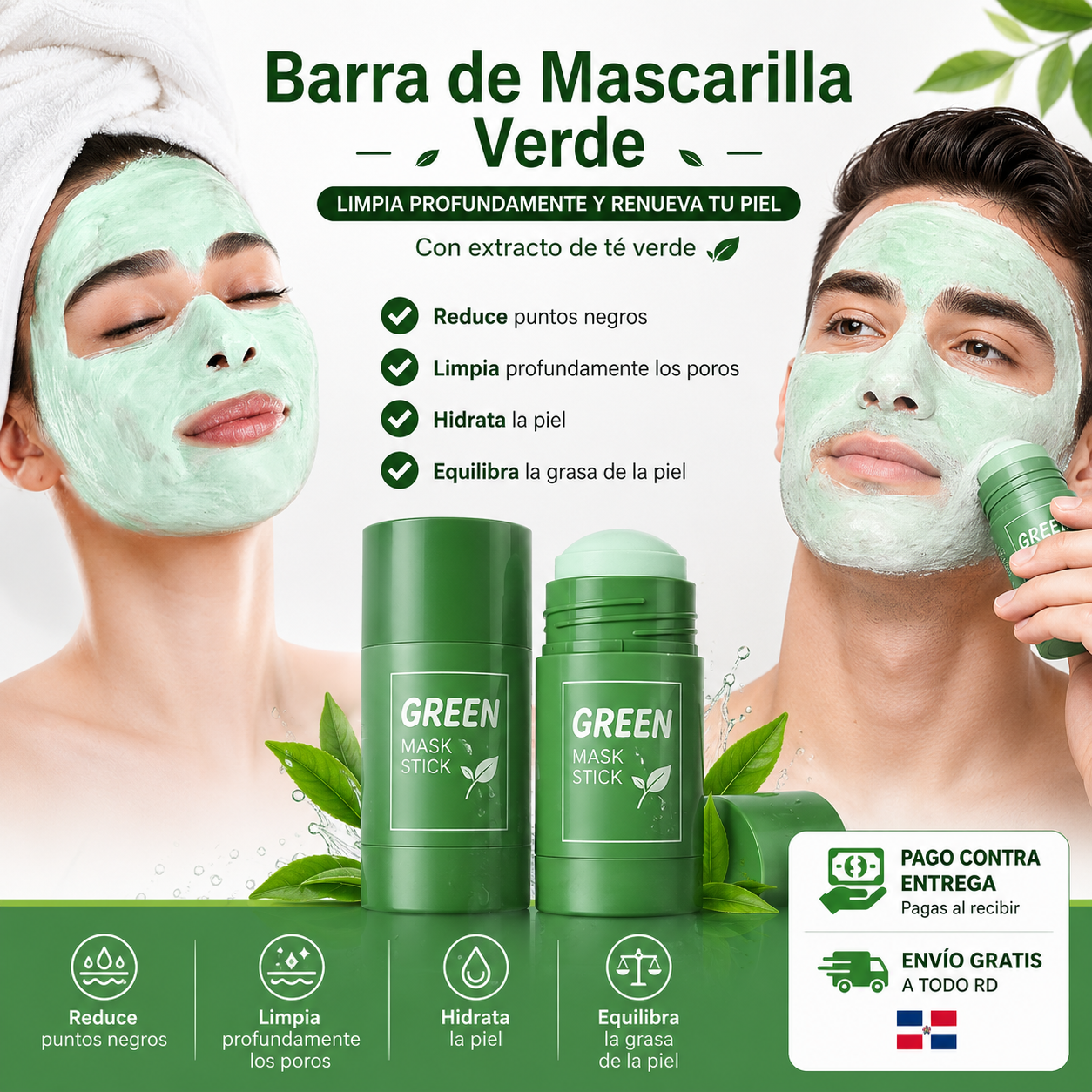 Barra Mascarilla de Té Verde GREEN MASK STICK Limpieza profunda