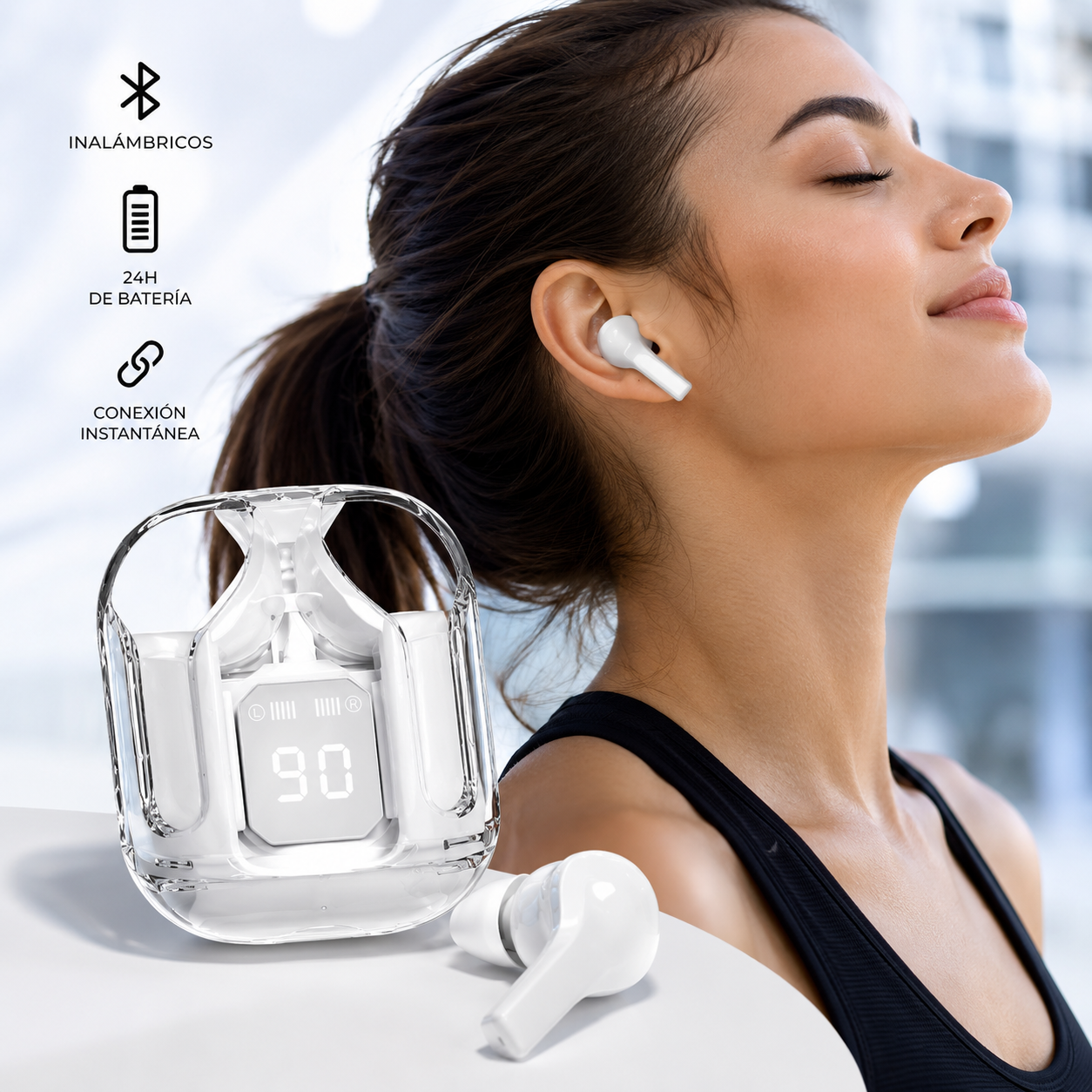 Nuevos Audífonos Inalámbricos Bluetooh CrystalPods (BLANCOS)🎵🎧