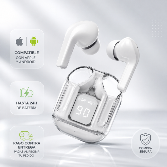 Nuevos Audífonos Inalámbricos Bluetooh CrystalPods (BLANCOS)🎵🎧