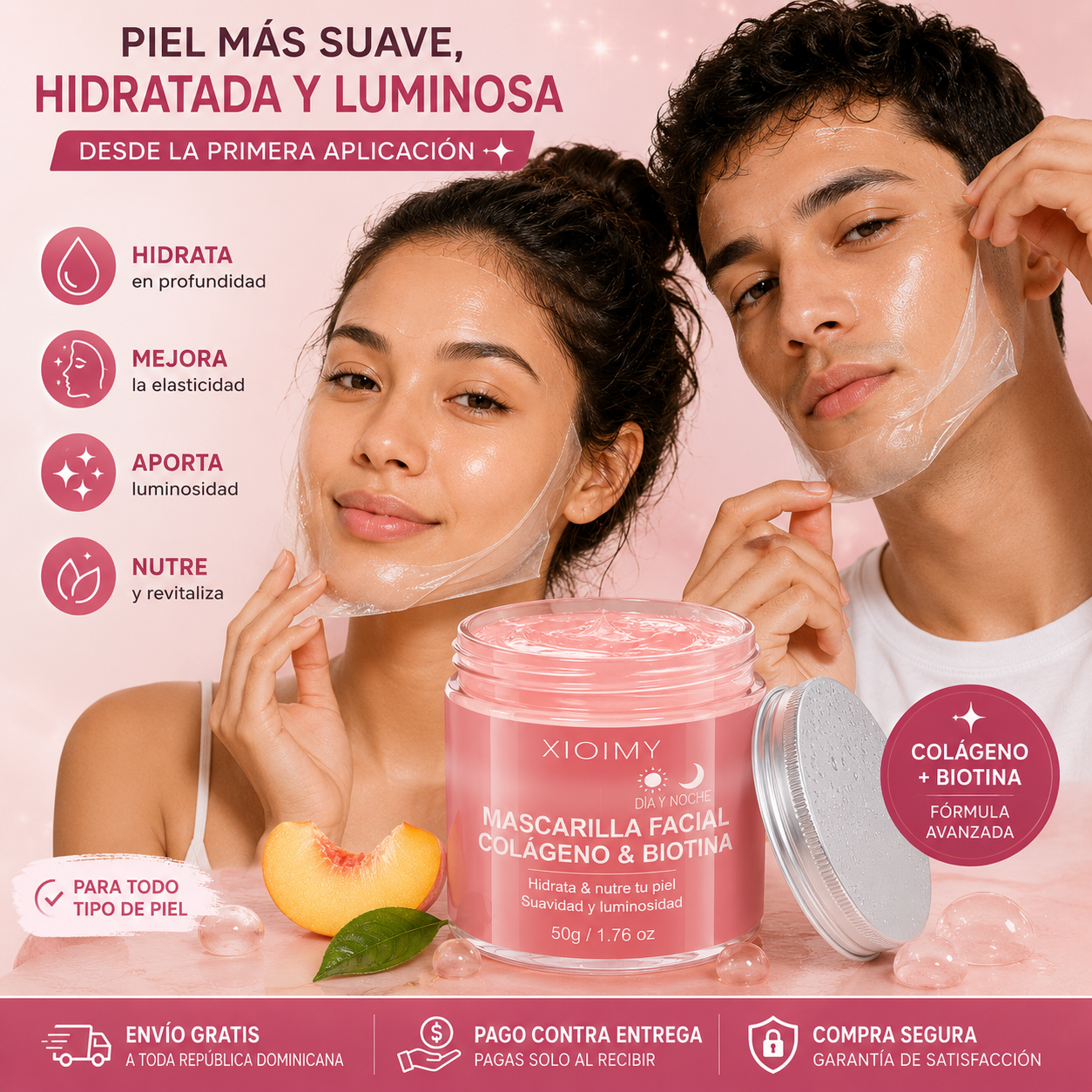 Mascarilla Facial UniseX de Colágeno & Biotina 💖✨