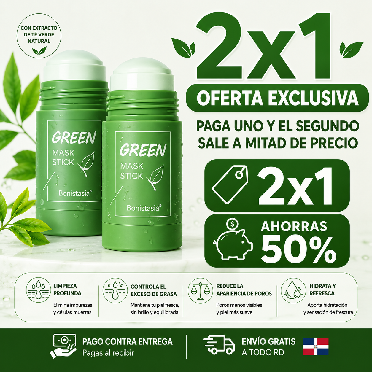 Barra Mascarilla de Té Verde GREEN MASK STICK Limpieza profunda
